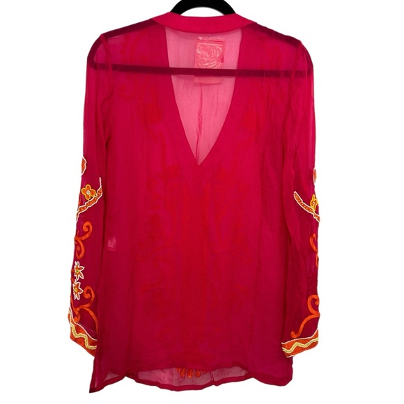 New Boston Proper Resort Embroidered Sheer Tunic Top Womens Sz XXS MSRP $129 - Picture 4 of 12